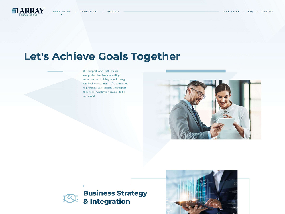 Array Dental Group Dental Support Organization site by Joseph Tyburski on Dribbble