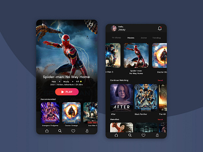Movie Streaming App Concept Design app branding design graphic design landing page mobile desgn ui ux website