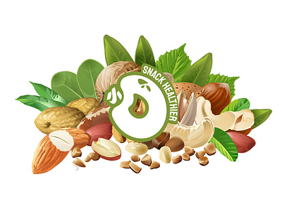 小O - Healty snacks logo branding healthy healthy eating icon logo nuts snack logo typography vector