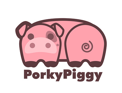 Porky Piggy - Cute Pig Logo branding cute animal cute art design icon illustration logo pig pig logo piggy piglet pink vector