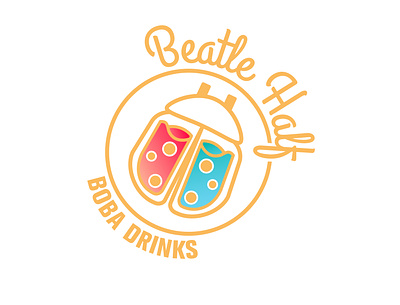 Beatle Half - Boba drink shop logo beatles boba boba tea bottle branding bubble tea design drinks icon illustration logo milk tea vector