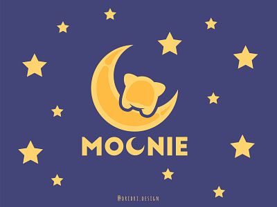 Moonie - Cat on the moon design branding cat cute animal cute logo design icon illustration logo moon stars vector