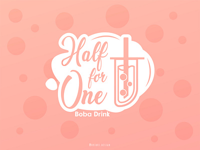 Half for One - Boba shop Logo boba boba drink boba tea branding design icon illustration logo milk tea vector