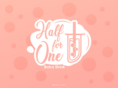 Half for One - Boba shop Logo boba boba drink boba tea branding design icon illustration logo milk tea vector