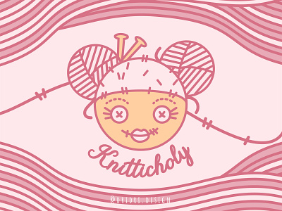 Knitticholy Logo branding cute dailylogodesign design girl character icon illustration knitting logo mascot logo typography vector wool