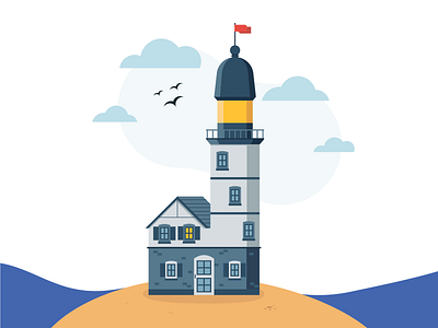 Lighthouse illustration design flat illustration vector