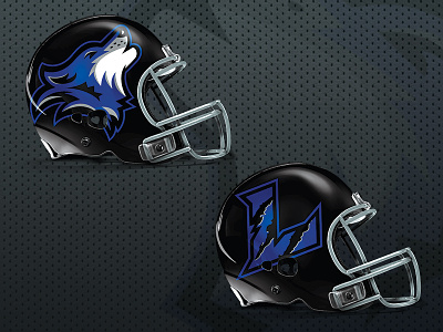 Los Lobos - 2 Helmets fantasy football football howling lobo lobos los lobos sports sports logo wolf wolf logo
