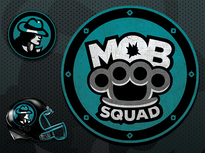Mob Squad Logo brass knuckles fantasy football football football helmet mafia mob mobster sports sports logo