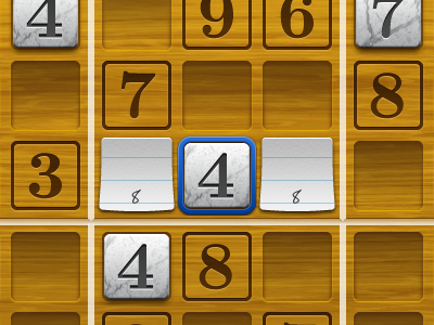 Sudoku Touch — UI Detail ios marble note selection shiny things sudoku texture tile wood