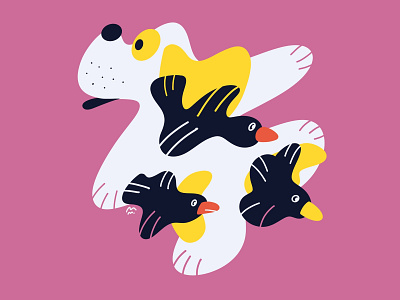 Podcast cover illustration birds color dog illustration podcast spot