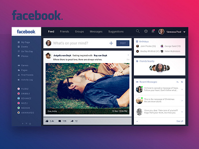Facebook Feed concept facebook feed layout material post profile redesign ui uiux ux