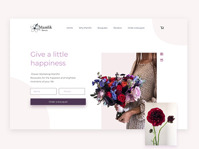 Landing page for a flower workshop design ui web website