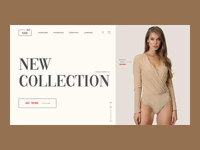 Main screen for women's underwear shop design typography ui web website