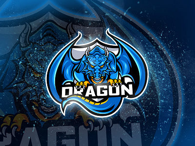 Dragon - Mascot & Esport Logo animal blue branding design dragon esport game logo mascot sport squad uniqu