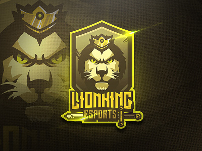 Lion King - Mascot & Esport Logo animal crown design esport king lion logo mascot shield squad sword