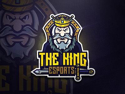 The King - Mascot & Esport Logo beard esport game gun king logo mascot shield sport squad sword unique