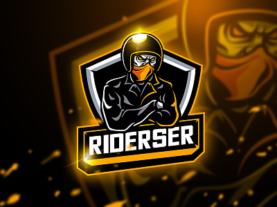 Riderser - Mascot & Esport logo esport game helmet logo mascot motorcycle rider shield sport squad unique weapon