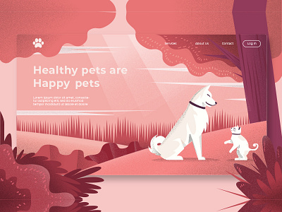Healthy Pets - Banner & Landing Page banner cat development dog garden grain gradient illustration landing landing page pets webapp website