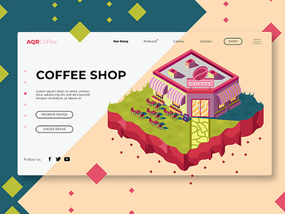 Coffee Shop - Banner & Landing Page banner coffee shop icon illustration isometric landingpage polygon store strategy ui ux webapp