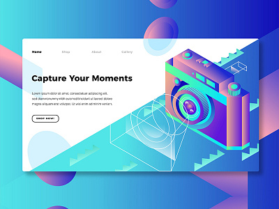 Photography - Capture Your Moments cover banner camera capture design gradient homepage illustration landing page photograph shoot ui uiux unique web webapp