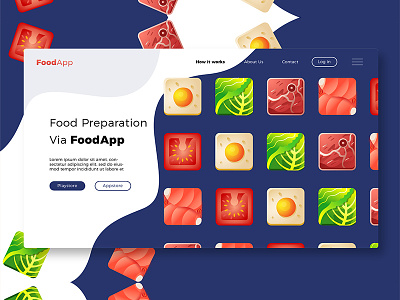 Foodapp - Banner & Landing Page banner chef concept cook development food icon illustration kitchen landing page launch recipe web app website