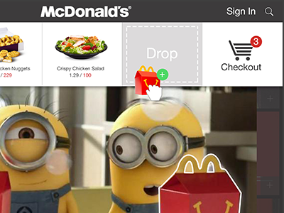 Interactive Happy Menu's app cart checkout design drag drop food interface ipad menu ui ux