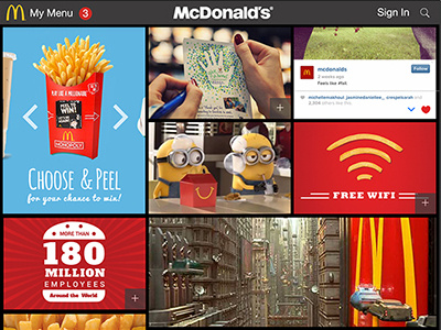 Happy Kiosk app food grid instagram interactive interface ipad kiosk menu responsive ui video
