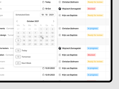 Date Picker app calendar management product product design saas task tool ui ux