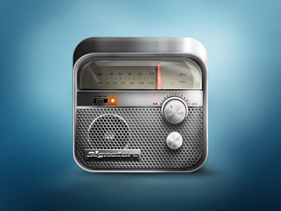 Retro Radio dial icon illustration ios light metal old radio retro shiny speaker tuner