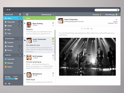 Mail Client app clean client design email flat fresh gui interface mail psd ui