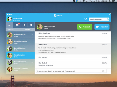 Skype Redesign app clean ios 7 mac psd redesign san francisco skype ui ux