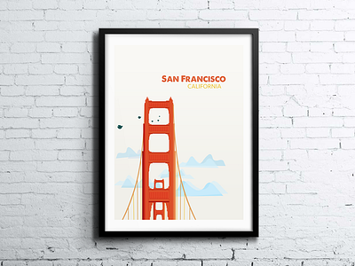 San Francisco Screen Print brick wall bridge california gate golden golden gate illustration poster san francisco screen print