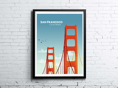 San Francisco II brick wall bridge california gate golden golden gate illustration poster san francisco screen print