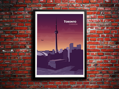 Toronto Sunset brick canada cn tower illustration illustrator ontario photoshop skyline sunrise toronto vector water