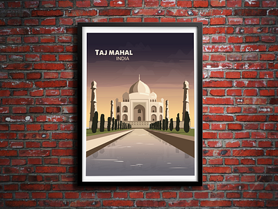 Taj Mahal Sunset brick illustration illustrator india photoshop skyline sunrise taj mahal vector water