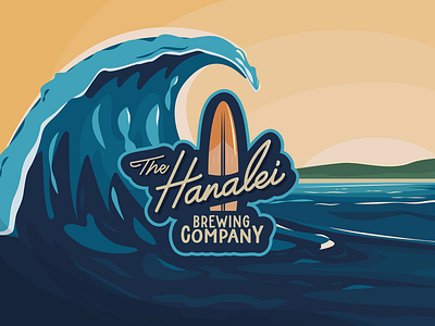 Brewery label and branding alcohol beer branding brewery design illustration label logo ocean surfboard surfing typography vector