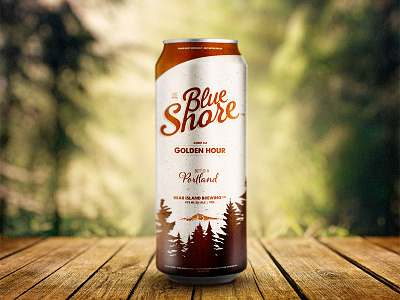 Blue Shore Beer alcohol beer branding can forest label logo mountain psd trees