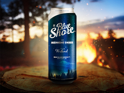 Midnight Ember alcohol beer branding can ember fire forest label logo mountain psd trees