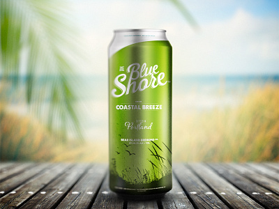Coastal Breeze alcohol beach beer branding can cream label logo ocean palm tree psd