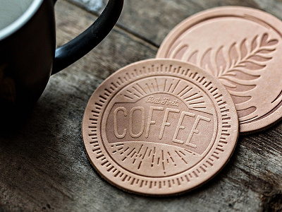 Coffee Coasters brand coaster coffee cup design latte leather logo