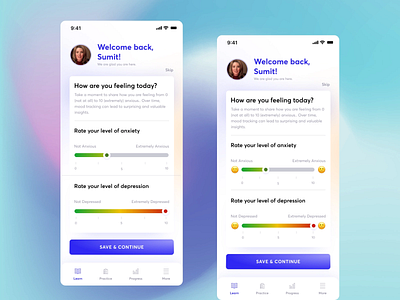Mood Rating App application apps healthcare interface mental health mobile mobile application modern mood rating ui ux