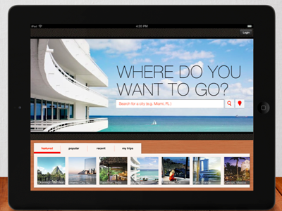 Travel Inspiration App ios mobile tablet travel user experience ux design