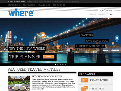 Where Traveler Website Redesign magazine media mobile responsive tourism travel trip planner user experience ux design web website