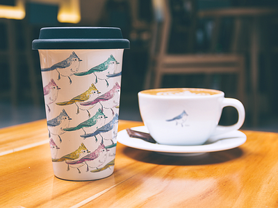 "Spring songs" - Coffee & Cocoa mugs bird cocoa coffee graphic mint mug nature pastel song spring titmouse