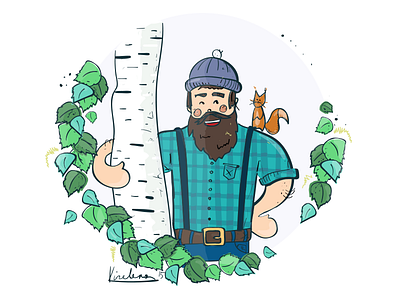Birch Water article beard birch forest hipster illustration juice leaves lifestyle magazine spring squirrel