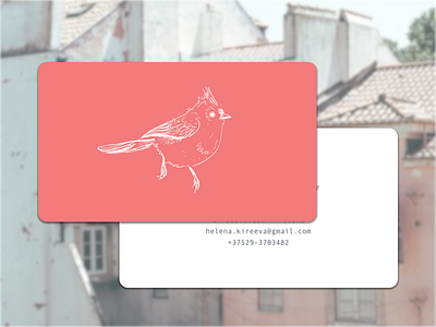 My business card bird business card graphic identity illustration kirelena pastel personal spring titmouse