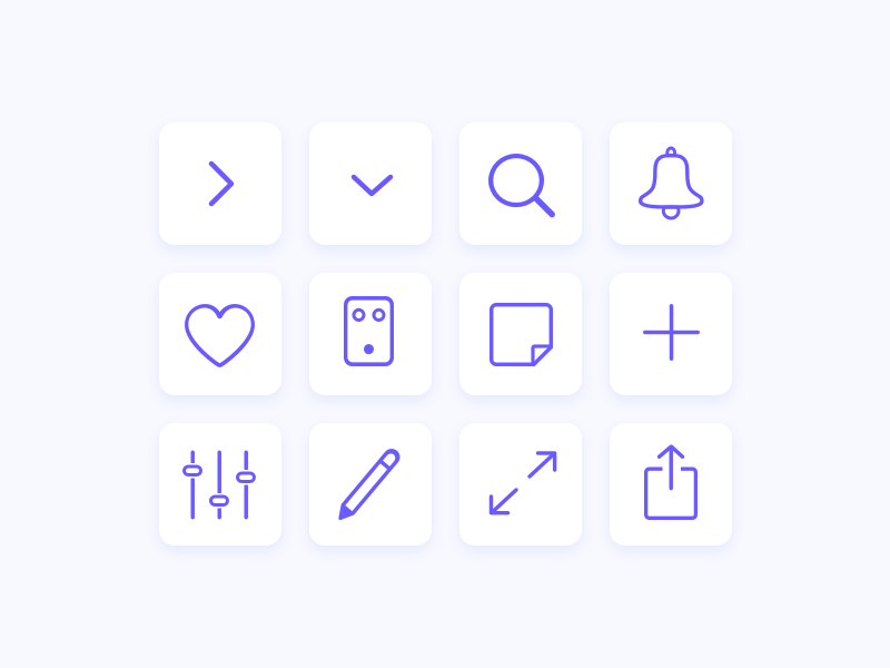 Outline icon set for a mobile app