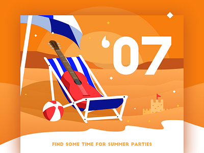 JULY - Find some time for summer parties beach calendar guitar hot july music party relax sand sea summer time