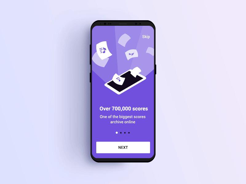 Onboarding | Android music app animation app button desktop icon illustration motion note onboarding outdoor settings ui