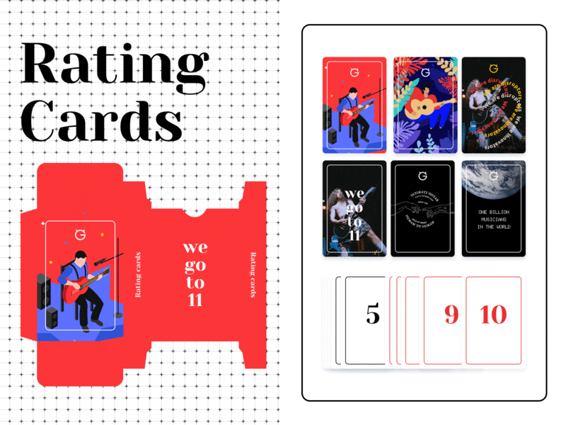 Rating Cards card graphic guitar guitarist identity illustration management music rating task typography